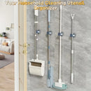 2PCS Home Storage Rack Bathroom Suction Hanging Pipe Traceless Hooks Wall Mounted Mop Organizer Holder Waterproof Broom Hanger