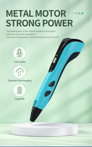 New 3D Pen 3D Printing Pen for Children 1.75mm PLA Filament DIY Drawing Birthday Christmas Gifts for Kids with Travel Case