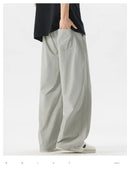 High Quality Summer Thin Men's Straight Tube Loose Ice Silk Wide Leg Casual Pants Breathable Jogging Fitness Baggy Casual Pants