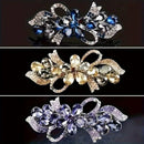 3 PCS Rhinestone Crystal Hair Clips, Silver, Floral Style for Women
