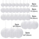 30pcs/lot 4''-12'' White Chinese Paper Lanterns Ball Hanging Round Lantern for Wedding Birthday Party Event Christmas Decoration