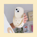 3D Cute Slippers Soft Silicone Phone Case for iPhone 16 Pro Max 15 14 13 12 11 Funny Breathable Shockproof Lanyard Strap Cover