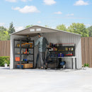 The Aegis Shed | 9 x 6 ft Galvanised Steel Garden Storage House with Foundation Kit