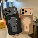 For iPhone 17 Pro Max 16 Luxury Magsafe Magnetic Holder Stand Matte Phone Case For iPhone 15 14 Plus 13 Lens Protective Cover