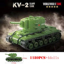 军事世界大战俄罗斯T-34 KV-1重型坦克积木二战美国M4A3谢尔曼斯图尔特坦克技术砖块儿童玩具