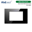 DIY Frame Only Wallpad Glass Aluminum Stainless Steel Panel 1 2 Gang Intermediate Reset Switch Brazil Socket 118*75mm