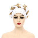 Latest African Auto Geles Headtie Already Made Headties Shinning Sequins Turban Cap for Women Ready Female Head Wraps