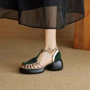 Women's Shoes 2025 New Summer Trend Comfortable Low-heeled Shoes Baotou Casual One-line Buckle Fashion Roman Sandales Femmes
