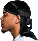New Unisex Solid Color Soft Velvet Longtail Pirate Hat Breathable Bandana Durag Long Ribbon Cape Baotou Headband Du-Rag