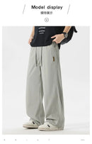 High Quality Summer Thin Men's Straight Tube Loose Ice Silk Wide Leg Casual Pants Breathable Jogging Fitness Baggy Casual Pants