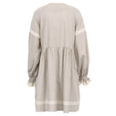 Women'S French Loose Dress Temperament Commuting V Neck Dress Lace Long Sleeve Loose Fitting Dresses Button Female Dress