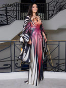 Holiday Loose Striped Long Dress Women Halter Batwing Sleeve Backless Lace Up Chic Party Dresses 2026 Summer Vacation Beach Robe