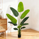 Artificial Bird of Paradise Plant 180cm with 11 Silk Banana Leaves Faux Plant Indoor Decor Trees with White Pot for Home