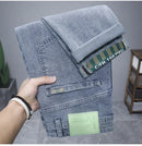Hot summer jeans for men, trendy Korean style, slim fit