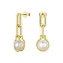 ENFASHION Link Chain Pearl Drop Earrings For Women Gold Color Geometric Dangle Earings Fashion Jewelry Dropshippping E191142
