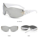 Rimless Y2K Sunglasses for Women and Men Star Wrap Around Sun Glasses Trendy Cool Black Sunglasses Fashion Shades for Outdoor