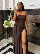 The Aurelian | Butter Yellow Mesh-Spliced Asymmetric Evening Gown
