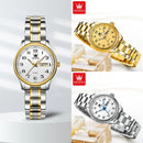 OLEVS Women's Wrist watch Original Luxury Watches for Ladies Waterproof Stainless Steel Quartz Woman Wristwatch Gold 2022 trend