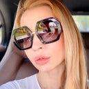 时尚大框六边形墨镜女2023设计师超大眼镜男方框太阳镜女式太阳镜Gafas De Sol