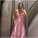 Fashion Women Floral Dress Sleeveless Spaghetti Strap Cinched Waist Slim Female Dress Chic Summer Vacation Clothes 2026 New