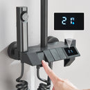 Rozin Black Smart Digital Display Shower Faucet Set Piano Style Rainlfall Bathroom System Grey Digital Mixer Tap Bidet Shower