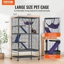 SucceBuy 64.6"Rolling Metal Ferret Cage Large4-Tier Critter Nation Cage Small Animal Cage for Pet Rat Hamster Guinea Chinchilla