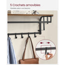 VASAGLE Wall Mounted Coat Rack with Storage Shelf, Wall Shelf with 5 Removable Hooks, Hanging Shelf with Rod, for Entryway