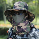 Men's camouflage shawl sun hat outdoor breathable sun protection face fishing hat tourism mountaineering detachable Hiking Caps