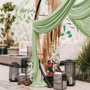 2pcs Sage Green Wedding Arch Chiffon Sheer Drapes ,Wedding Arch Drapes Sheer Backdrop Curtain for Wedding Ceremony Party Decor