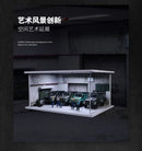 1/64 Diorama Car Parking Lot Model LED Light Underground Double-layer Car Garage Scene Model Display
