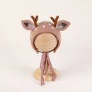 Newborn Wool Felt Fox Flower Bonnet Newborn Photography Props Baby Animal Floral Garden Hat Photo Shoot