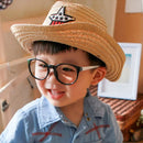 Kids Western Cowboy Hat Retro Sheriff Cap Sunscreen With Wind Rope Hat Boys Girls Horseback Riding Tourism Fishing Sunshade Cap