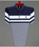 High quality fashion striped short sleeve polo shirt men's luxury brand embossed design summer new breathable T-shirt golf top