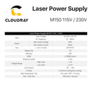 Cloudray 130-150W CO2激光电源 适用于CO2激光雕刻切割机 M150 系列
