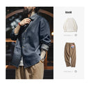 Maden Retro Loose Long-sleeved Denim Shirt Checkered Lapel Single-breasted Jacket for Men Spring and Fall Versatile Outerwear