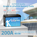 KEPWORTH 12V 300Ah LiFePO4 Battery, Built-in 200A BMS 3840Wh Energy Deep Cycles, Perfect for Off-Grid, Motorhome, Solar System