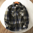 Autumn Winter Men's Fleece Linend Warm Shirt Jackets Thickened Long Sleeve Flannel Checked Shirts Vintage Casual Men Shirt Coats