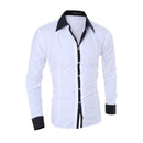 Men Long Sleeve Shirt 2025 Spring Striped Shirts Slim Fit Male Casual Social Patchwork Shirt Turn-down Collar Camisa Masculina