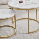 2Pcs Coffee Table Round 2 in 1 End Side Table Desk Nordic Marble Glass Home Sofa Tables Living Room Luxury Side Tables 60CM/80CM
