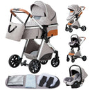Luxury Baby Stroller 3 in1 Portable Travel Baby Carriage Aluminum Frame Folding Prams High Landscape Car for Newborn Baby BLACK