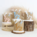 Boho 1/2 Birthday Crown Hat 6 Months Handmade Linen Hat Party Decoration Celebration Hat Photography Prop for Girls and Boys