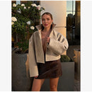 Retro Crocodile Pattern Short Women's Leather Jacket High Collar Zipper Loose Long Sleeve Jackets 2026 Lady Street Daily Wear