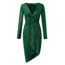 Top Selling  Dresses For Women 2024 Plus Size Deep V Sequins Wrap Ruched Long Sleeve Nightclub Dress Vestidos Para Mujer