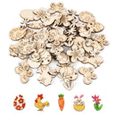 50/100pcs Easter Wooden Crafts Ornament Rabbit Eggs Kids Painting DIY Wood Slice 2025 Spring Easter Party Home Table Decoration