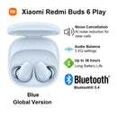 New Xiaomi Redmi Buds 6 Play Wireless Bluetooth Earphone, AI Noise Reduction, BT5.4, Touch Control Wireless Earphone 5 EQ Modes