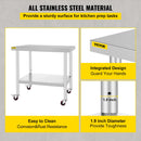 SucceBuy Stainless Steel Kitchen Prep Table With 4 Caster Wheels Backsplash Loads Up to 100KG-300KG for Home Storage Rack Dining