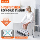 SucceBuy Shower Chair Adjustable Height Shower Stool with Built-in Handles Shower Seat for Inside Shower or Tub 158.8kg Capacity