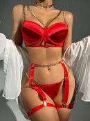 Ellolace Lingerie With Chain Strap Sexy Porn Underwear Women Body 6-Piece Sensual Erotic Sets Fine Intimate Garter Sexy Outfit
