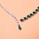 Stonefans Vintage Green Open Necklace Rhinestones Collar Water Droplets Pendant Fashion Crystal Bridal Choker Wedding Jewelry