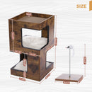 Wood Cat Condo House Bed with Removable Soft Mats Modern Cat Tree Tower with Scratching Pad Cat Scratcher Furniture Kitten Toys